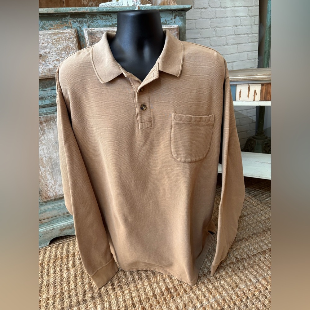 Cabela’s Polo Shirt Men’s Beige Long Sleeve Collared Sz 2X Worn ONCE!
